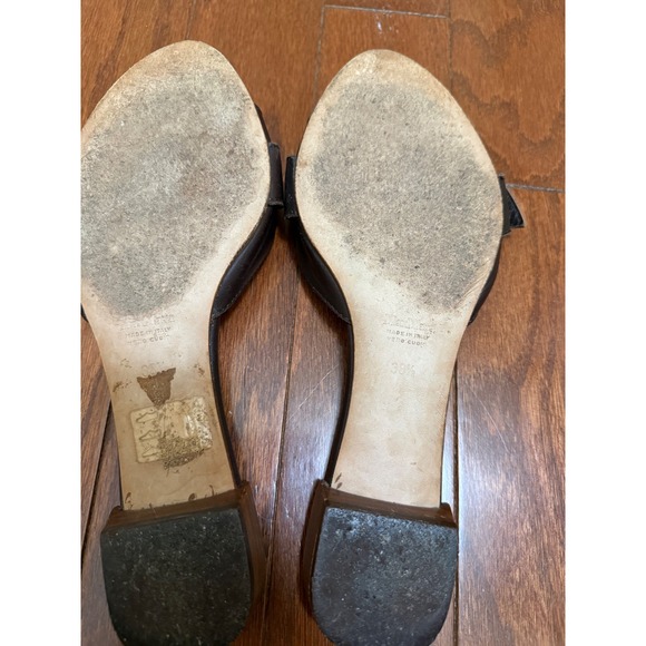 Max Mara Brown Leather Buckle Pointed Toe Slide Sandals Made in Italy Size 38.5 - Picture 3 of 5